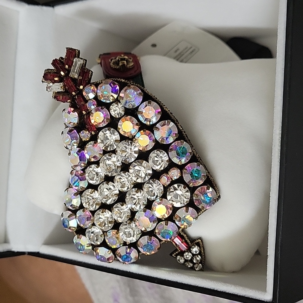 GUCCI CRYSTAL HEART WEB BRACELET NWT